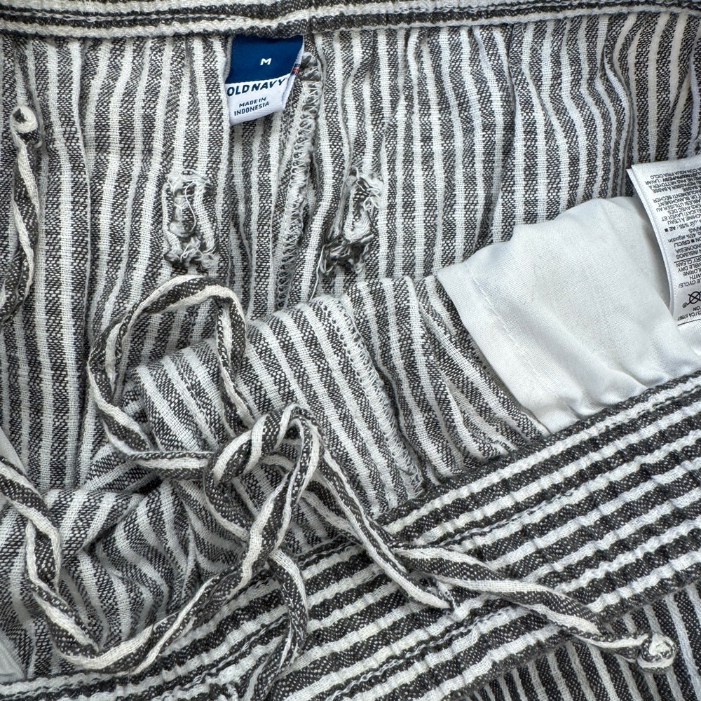 Old Navy Cotton/Linen Blend Pull On Striped Wide-Leg Pants- Gray Size M - Picture 5 of 7